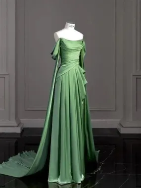 Elegant Formal Women's Dresses A Line Green Long Evening Dresses Formal Party Dress