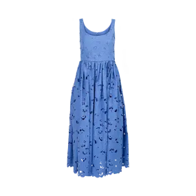 Embroidered Fit-and-Flare Midi Dress