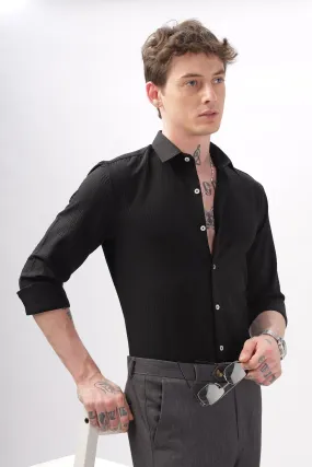 Faux Alligator Print Black Textured Shirt