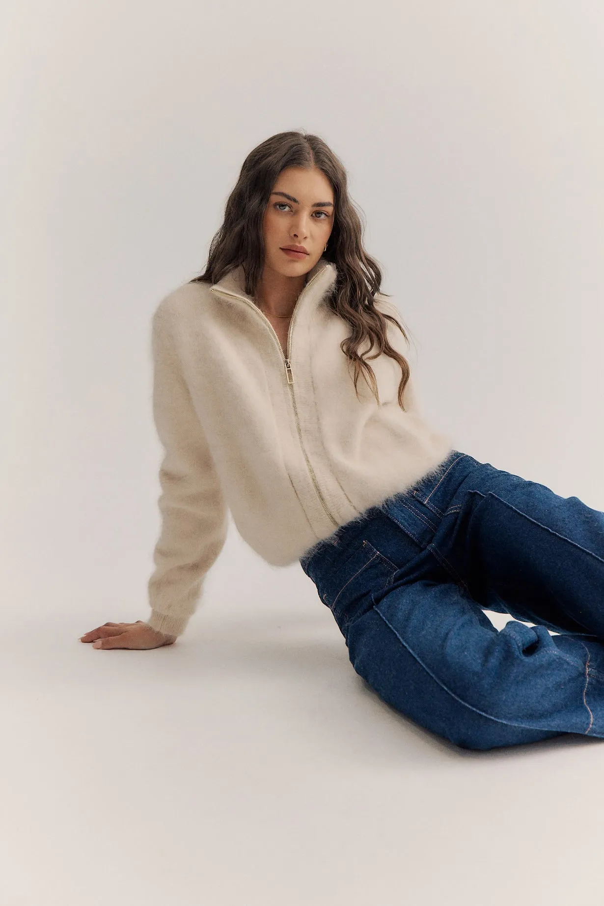 Felix Zip Cardigan - Oatmeal