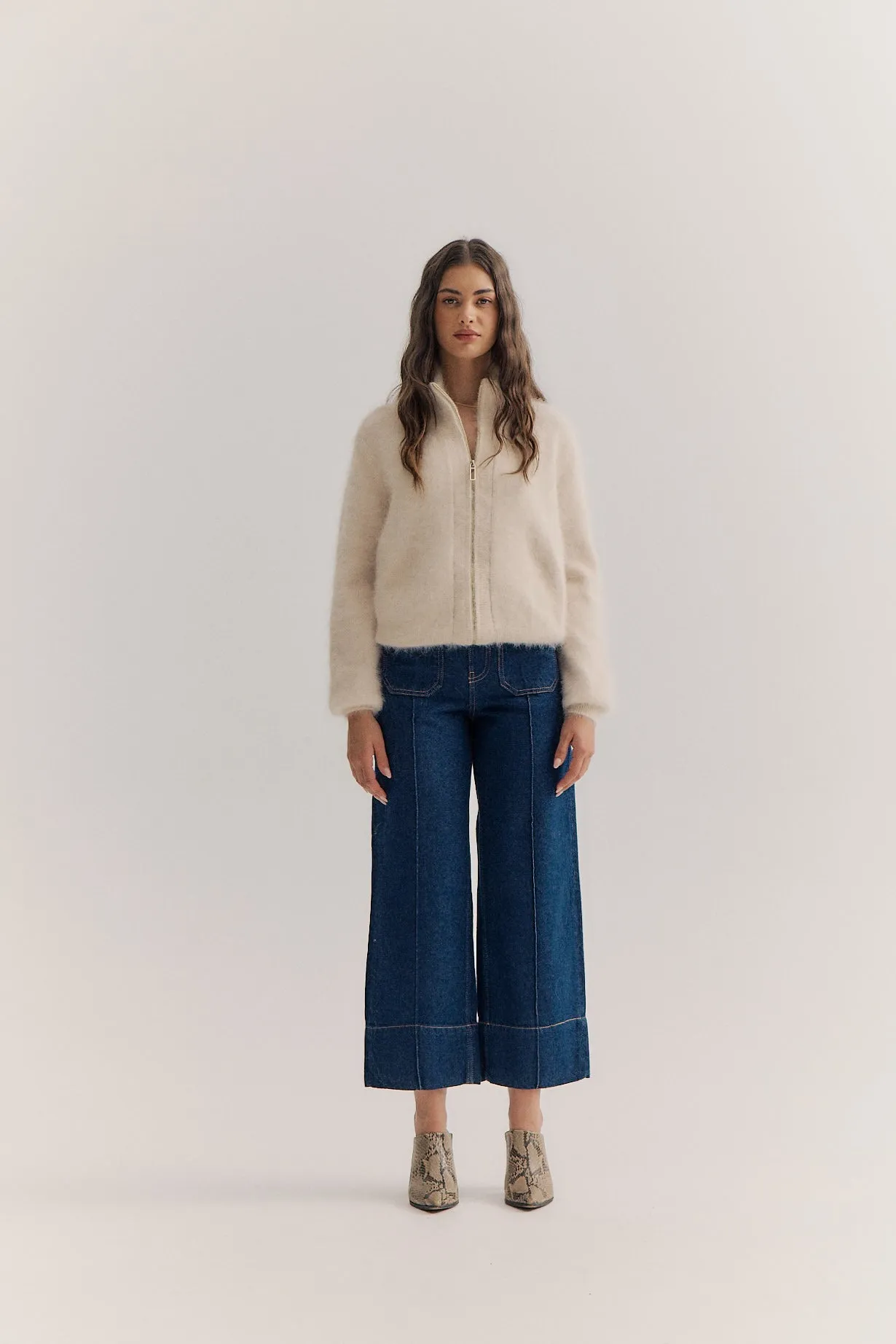 Felix Zip Cardigan - Oatmeal