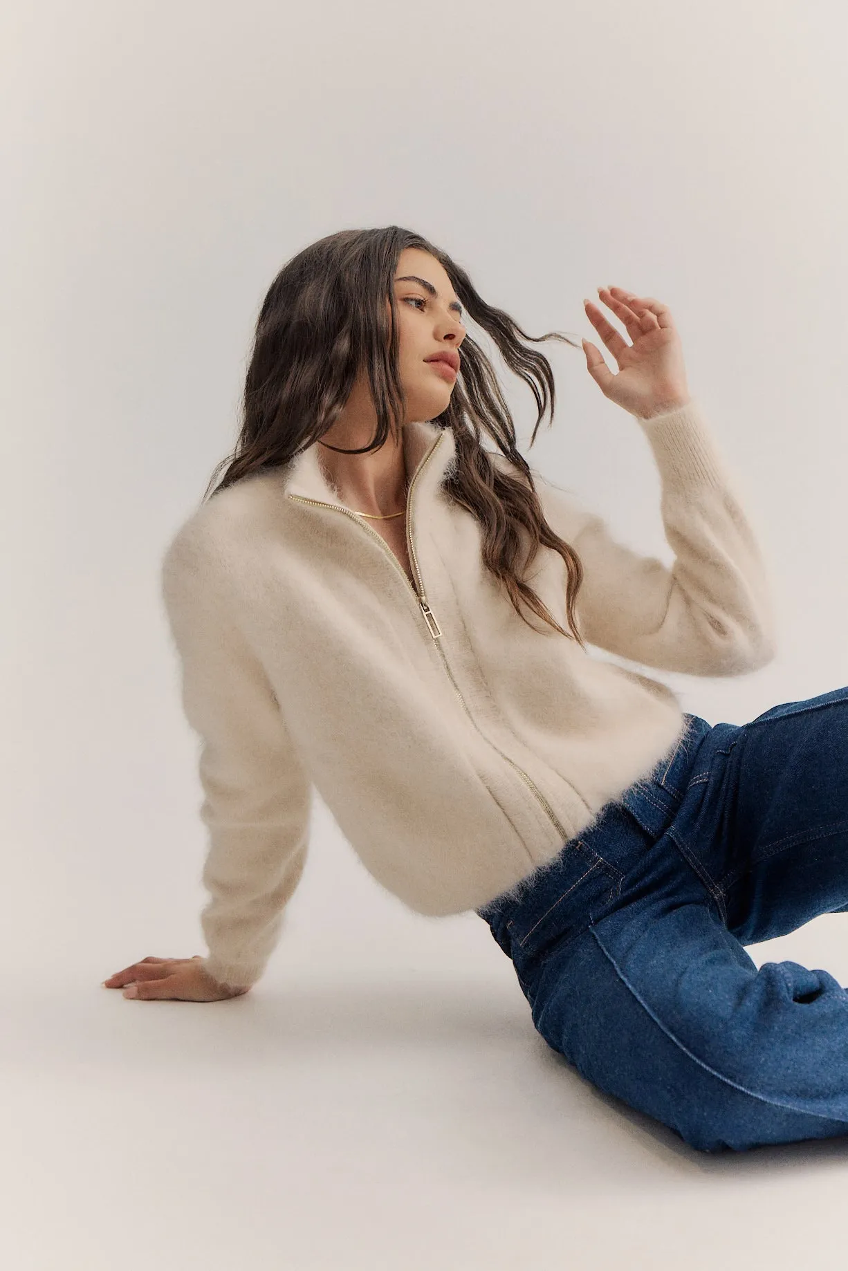 Felix Zip Cardigan - Oatmeal