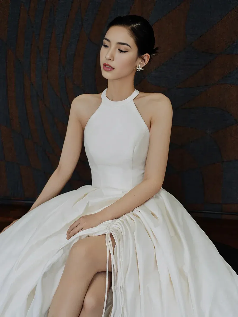 Formal Wear Dresses White Elegant Halter Satin A-Line Long Prom Dress Prom Dresses Shops Formal Women's Dresses