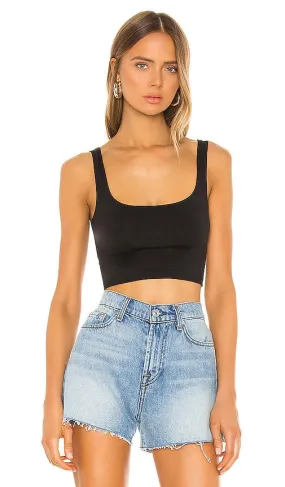Free People Scoop Neck Crop Top in Black