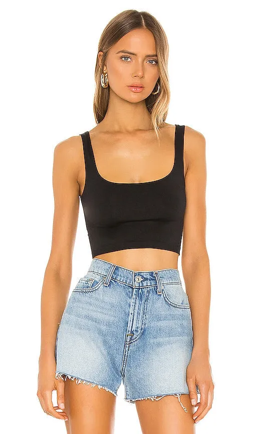 Free People Scoop Neck Crop Top in Black