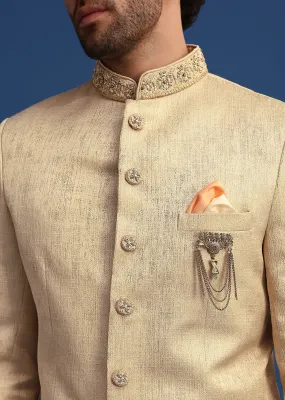 Gold Embroidered Jodhpuri Set with Hand Work