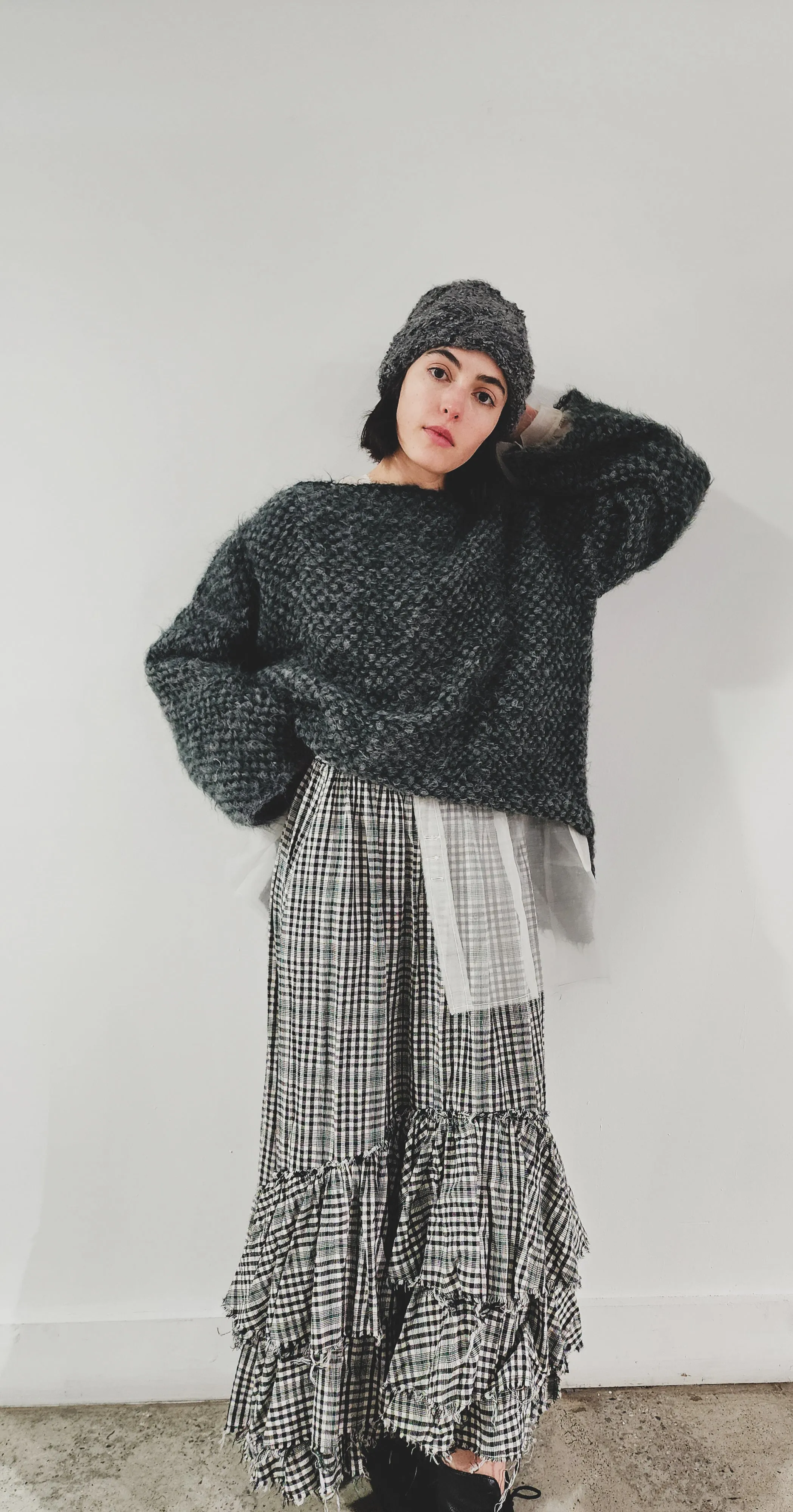 Hand loom 2 tone sweater (Alpaca) Pink - Saffron