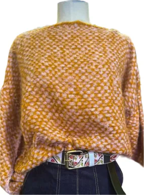 Hand loom 2 tone sweater (Alpaca) Pink - Saffron