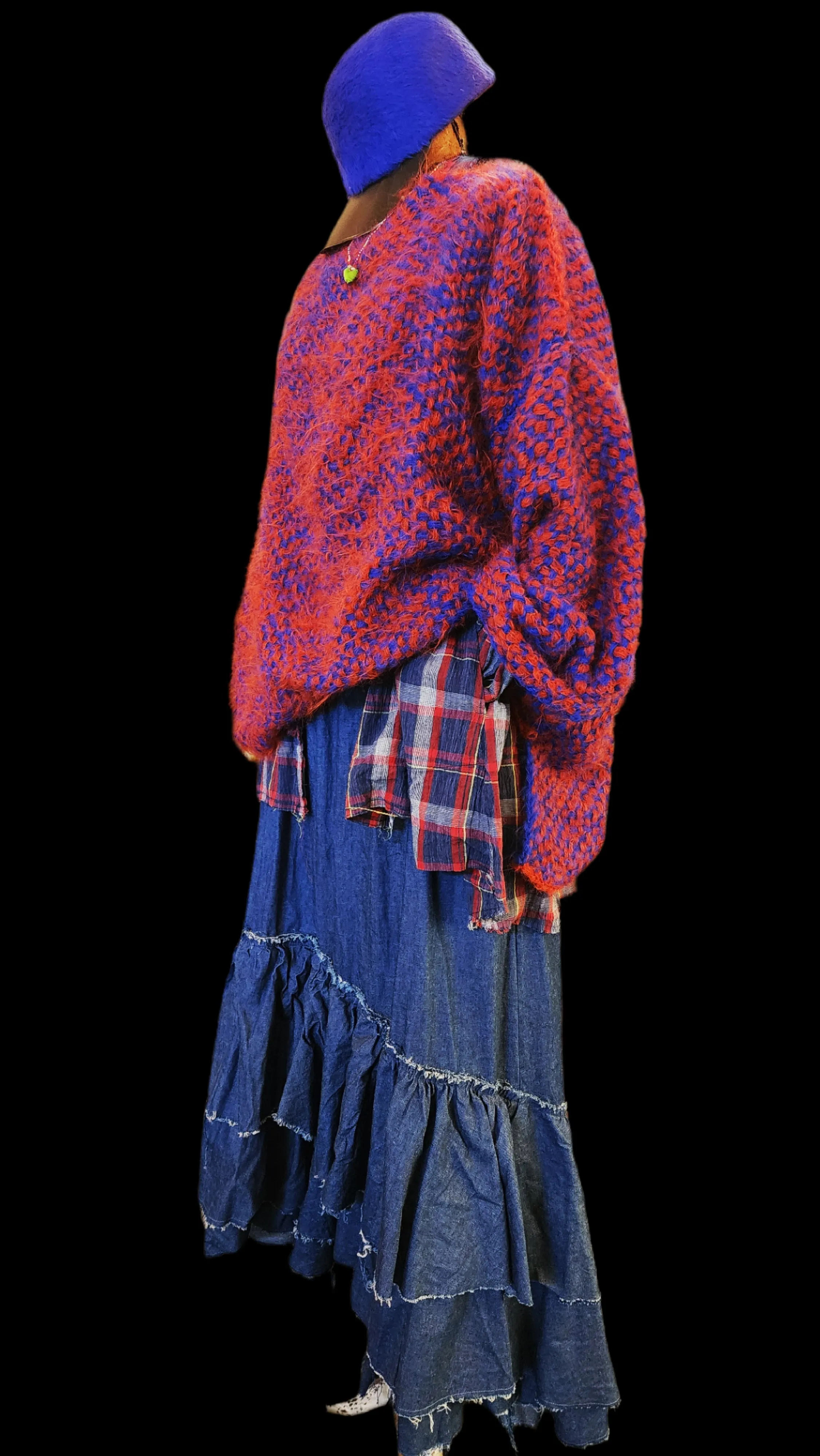 Hand loom 2 tone sweater (Alpaca) Pink - Saffron
