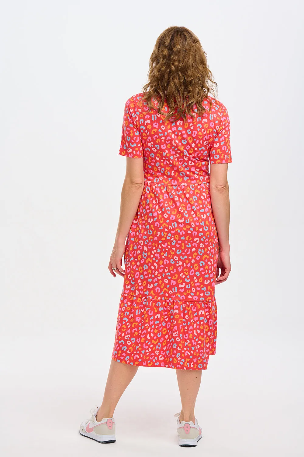 Heather Jersey Midi Smock Dress - Red, Summer Leopard