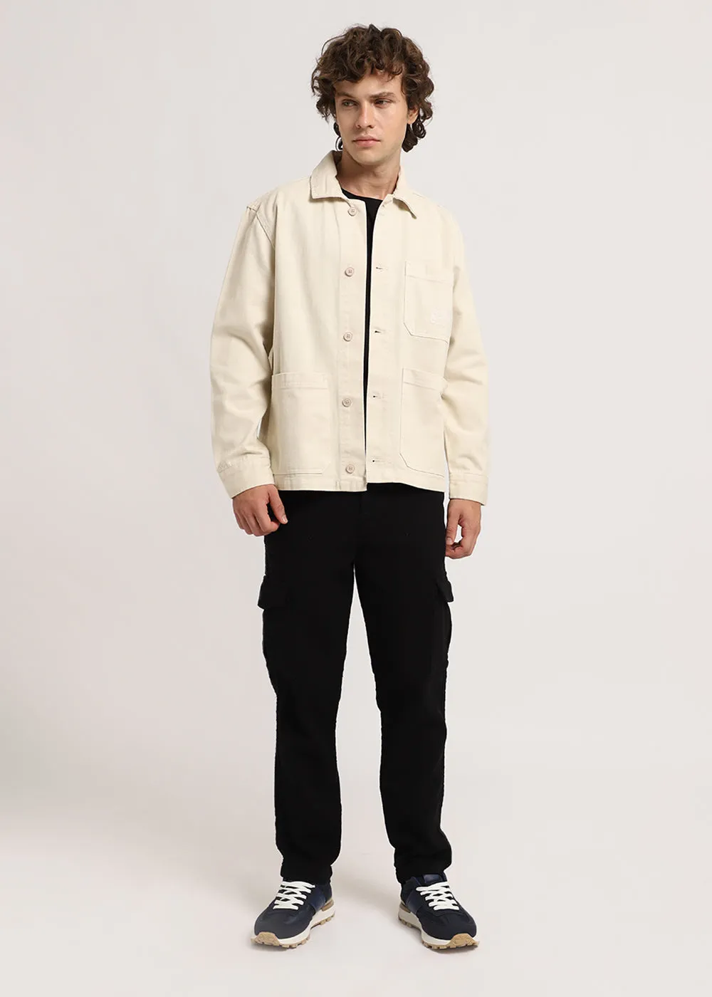 Jet Black Linen Cargo Pants