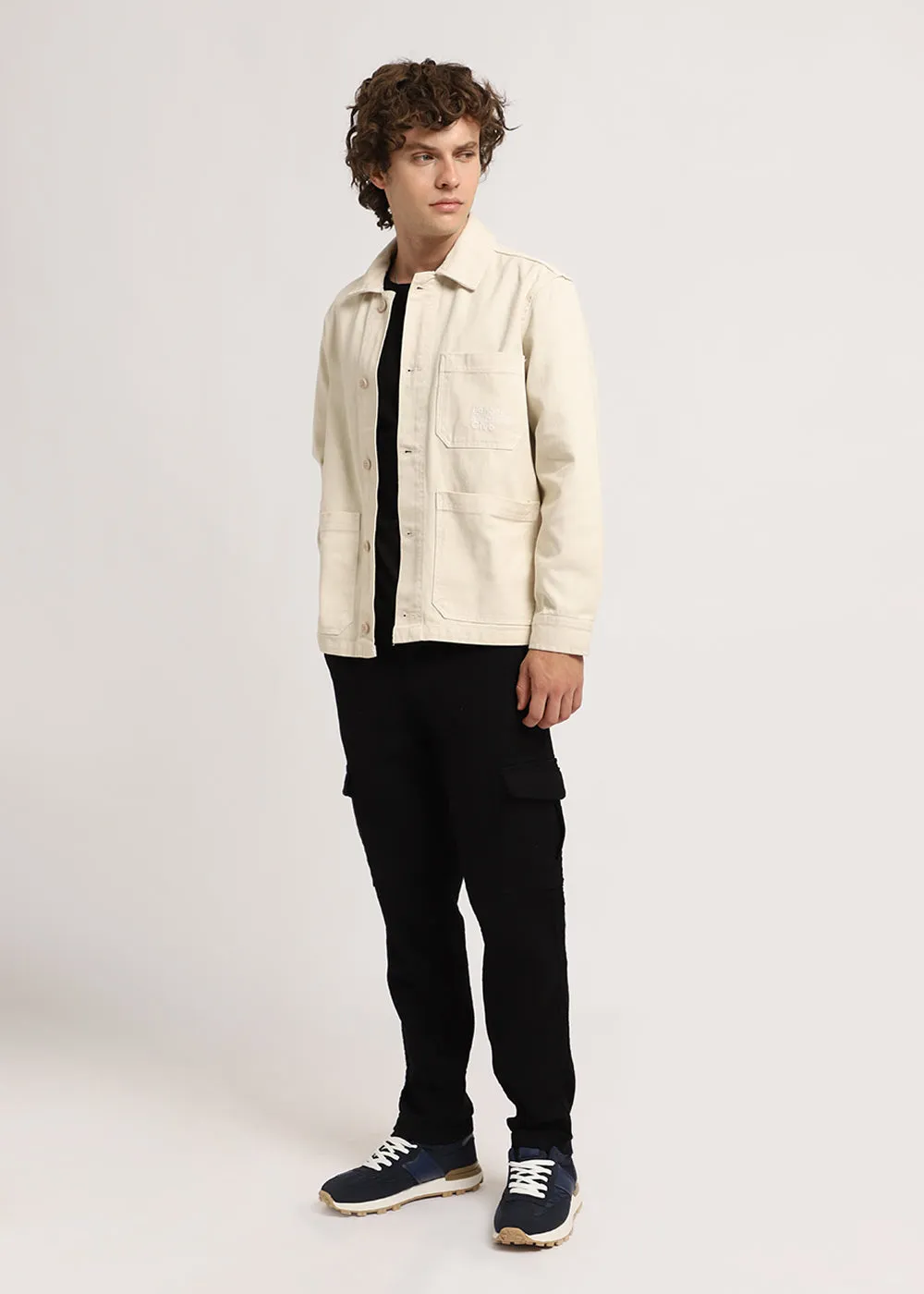 Jet Black Linen Cargo Pants