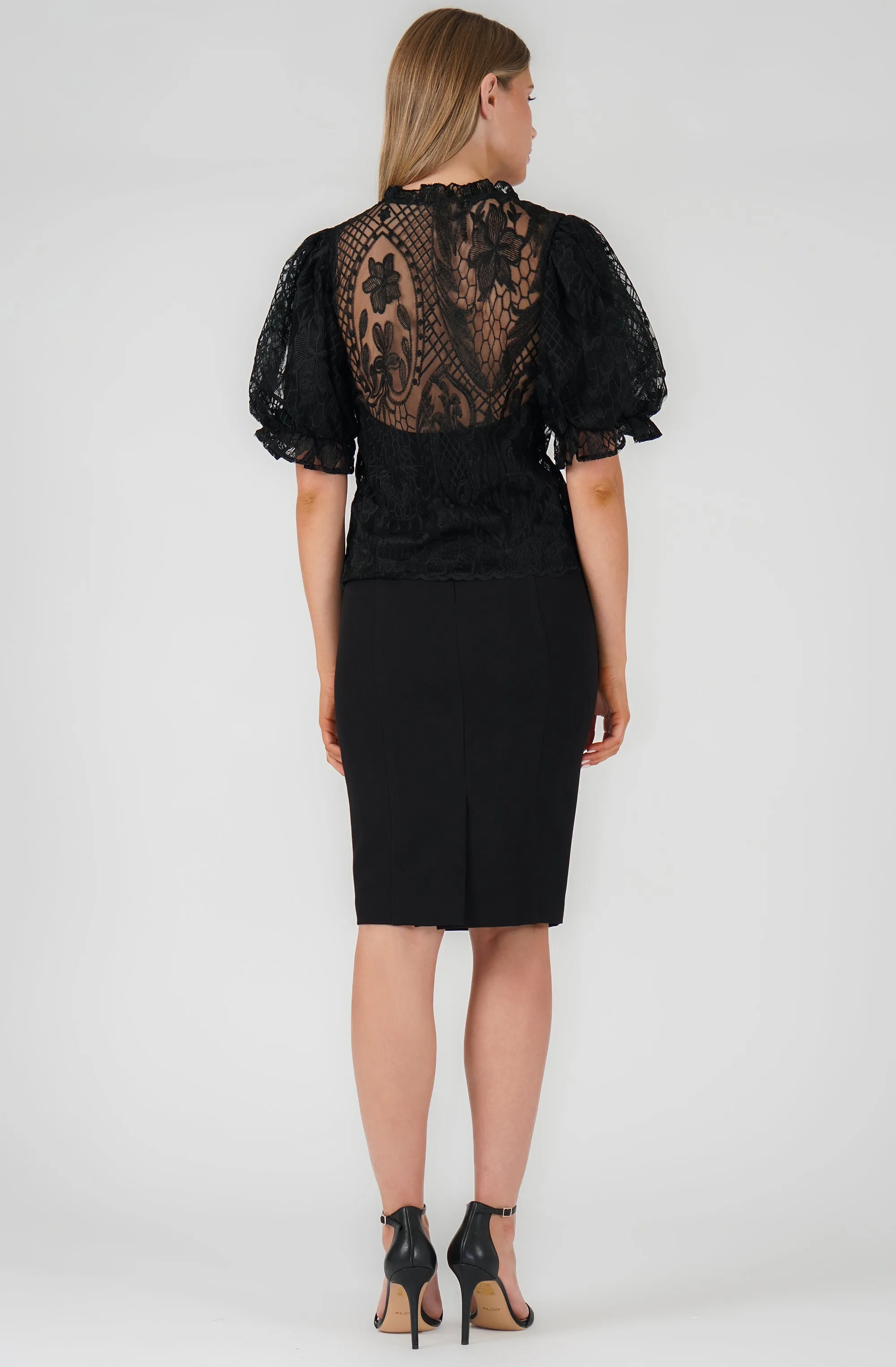 Lace Button-Up Blouse