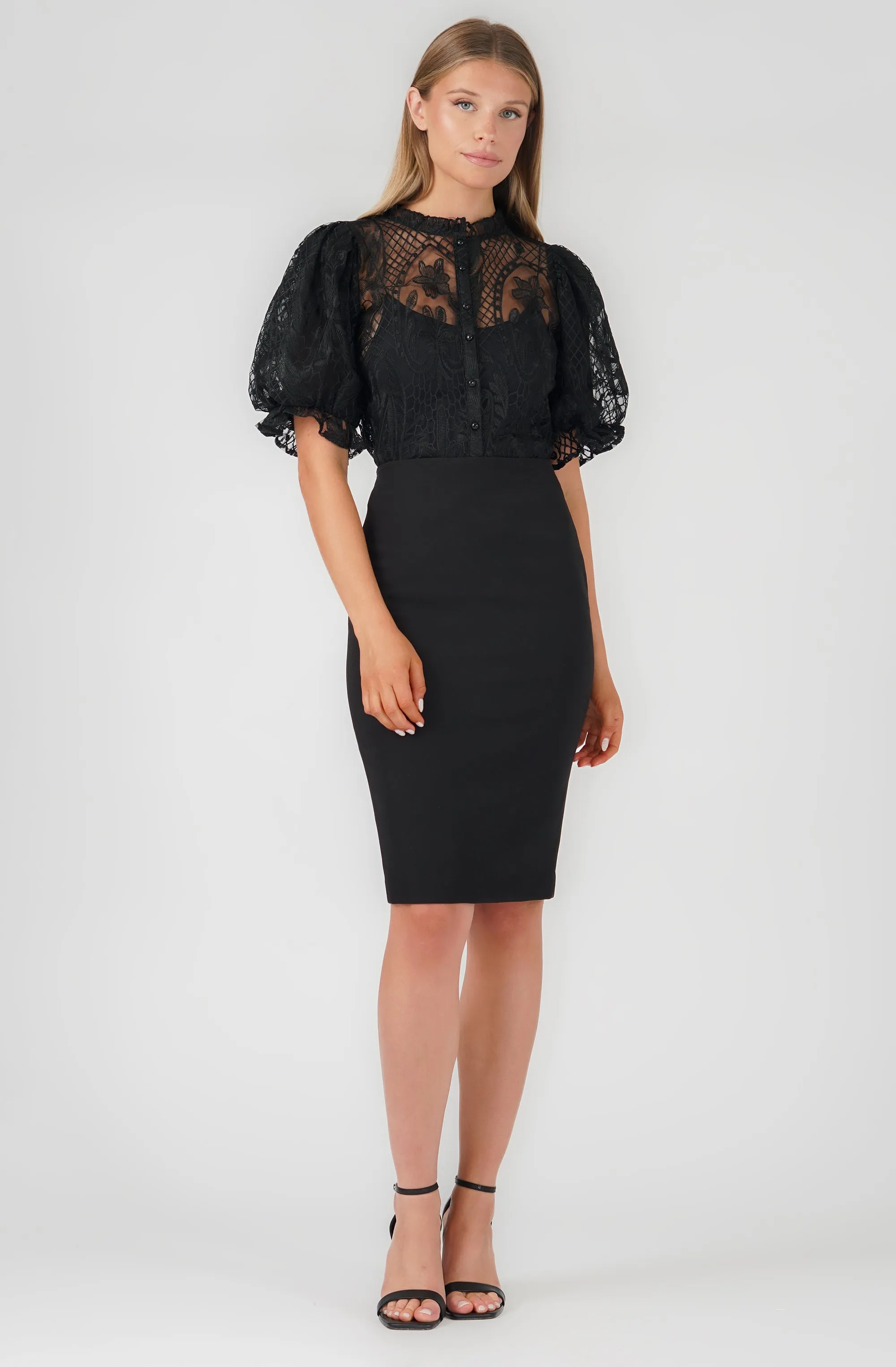 Lace Button-Up Blouse