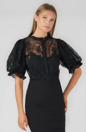 Lace Button-Up Blouse