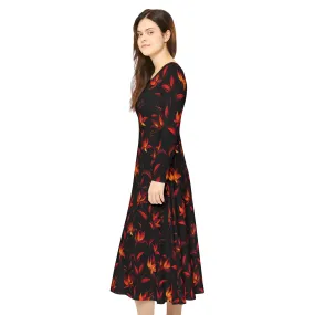 Langärmliges Tanzkleid mit Blumendruck für Damen – elegante und bequeme Abendgarderobe