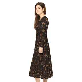 Langärmliges Tanzkleid mit floralem Herbst-Print für Damen – elegante und bequeme Abendgarderobe