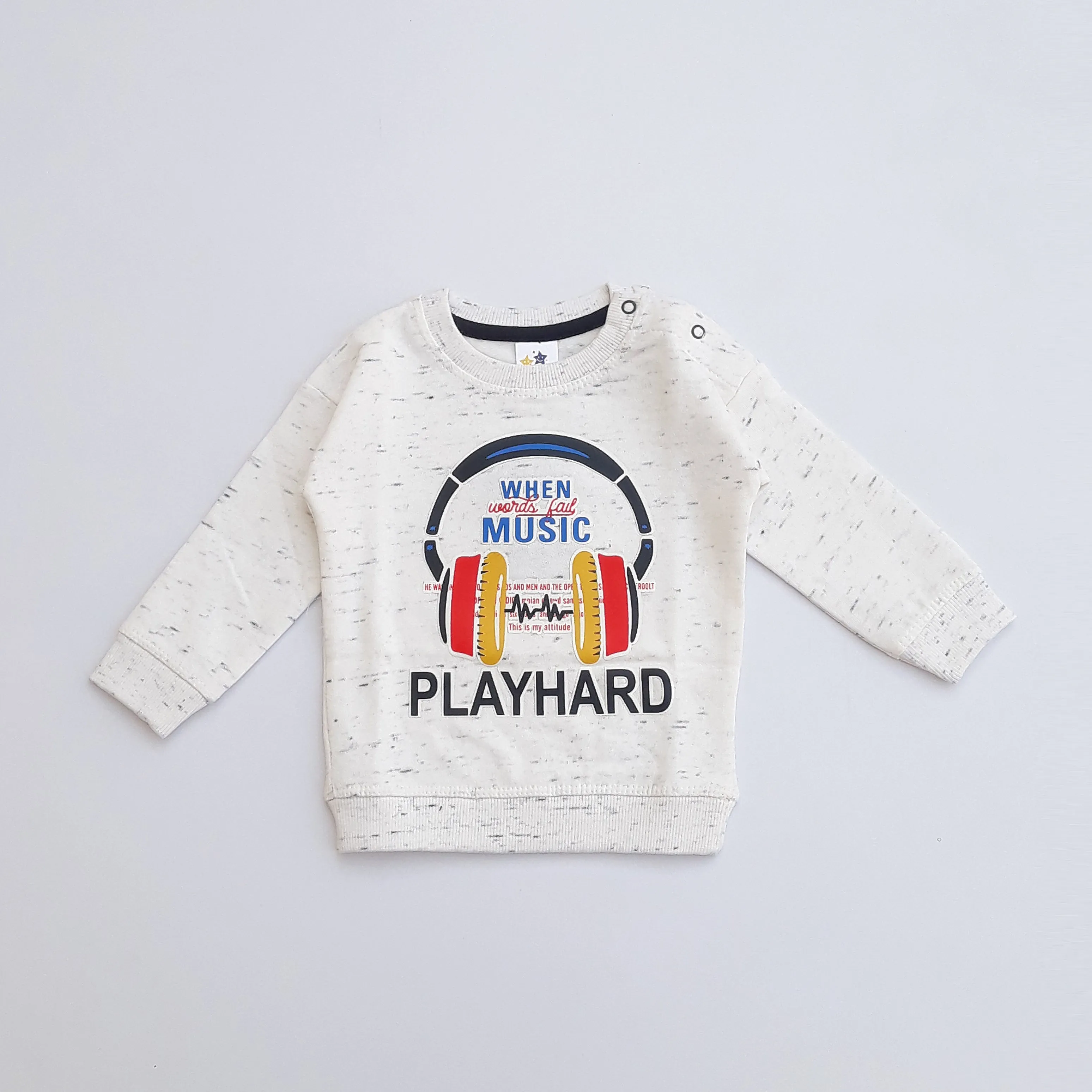 LB - Kids 'Off White' Printed Terry Sweatshirt LB609