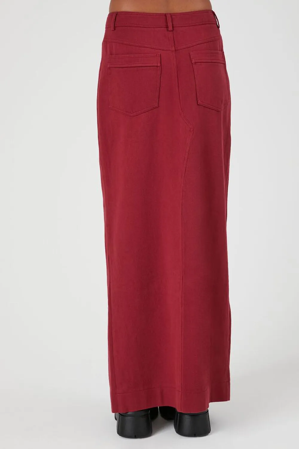 Long twill skirt with split hem Forever 21, burgundy