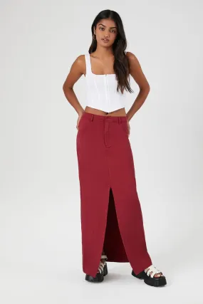 Long twill skirt with split hem Forever 21, burgundy