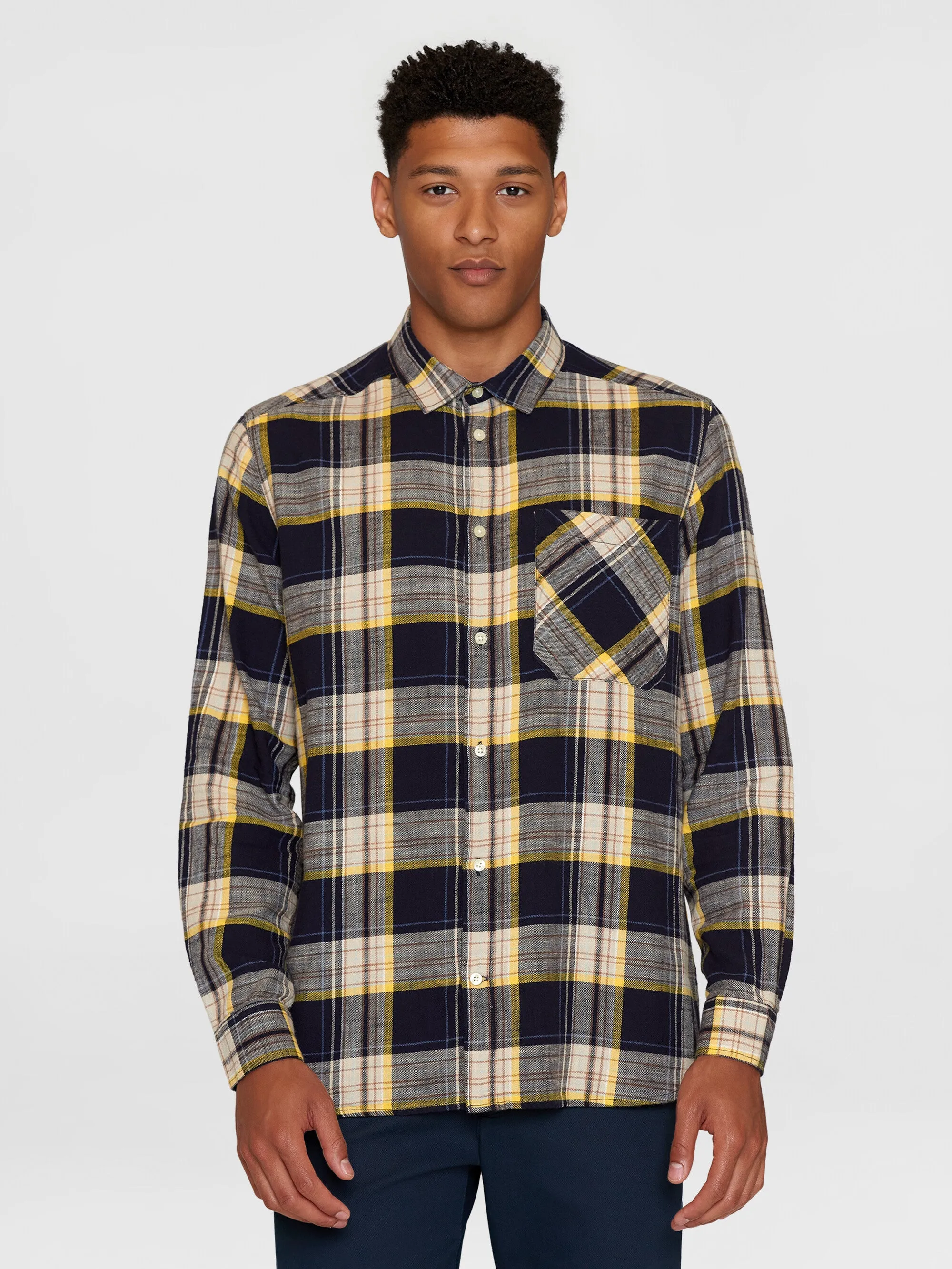 Loose checked shirt - GOTS/Vegan - Blue stripe