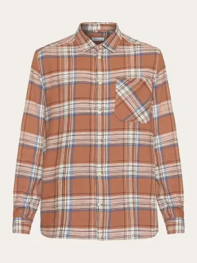 Loose checked shirt - GOTS/Vegan - Brown stripe