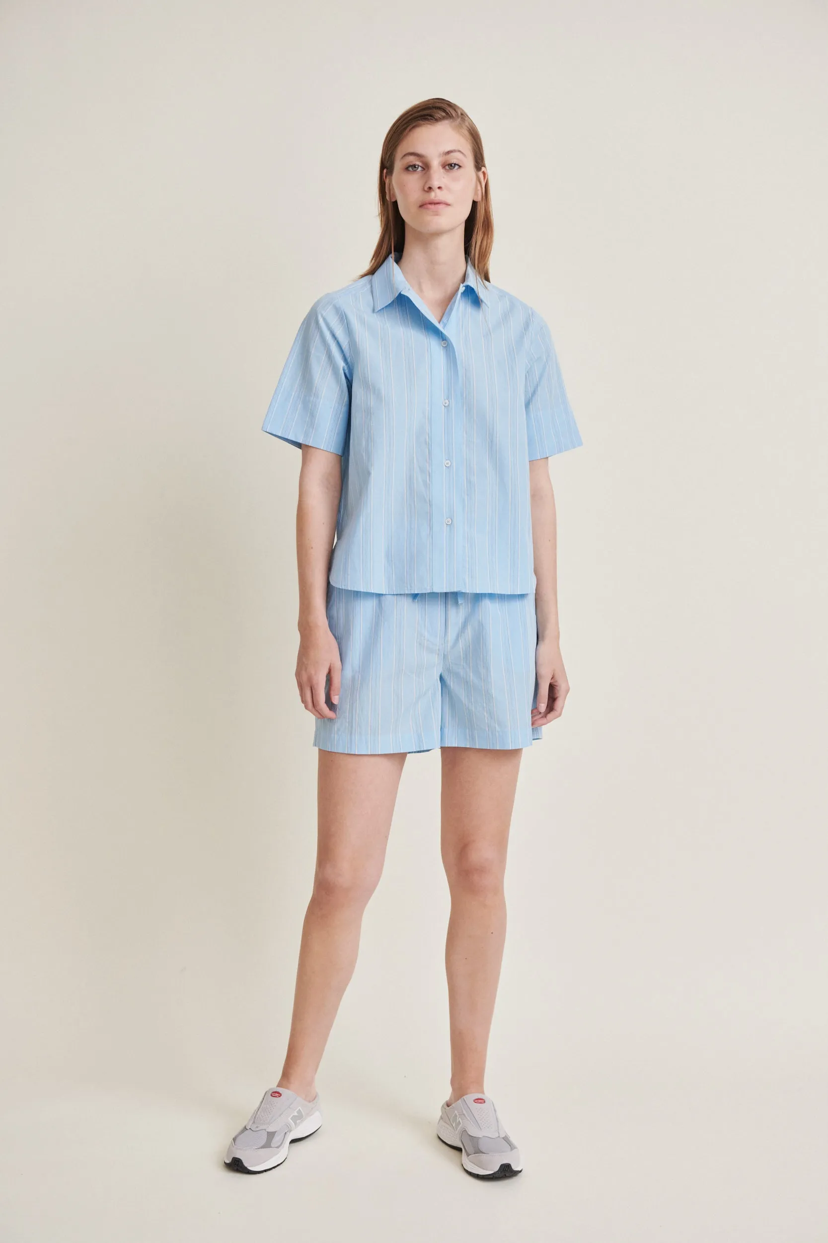 Marina SS Shirt - Airy blue / Lotus / Birch / Classic Blue