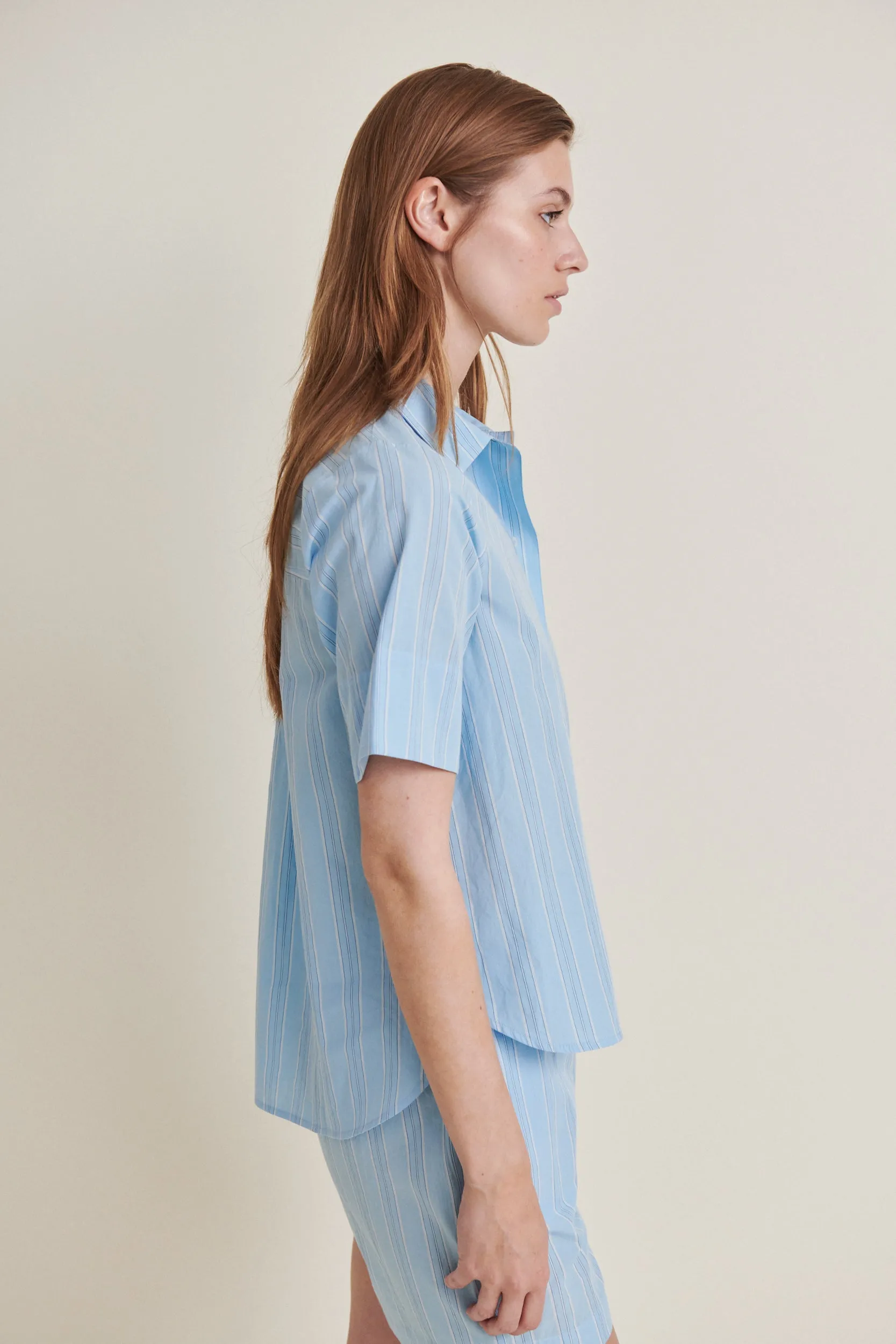 Marina SS Shirt - Airy blue / Lotus / Birch / Classic Blue