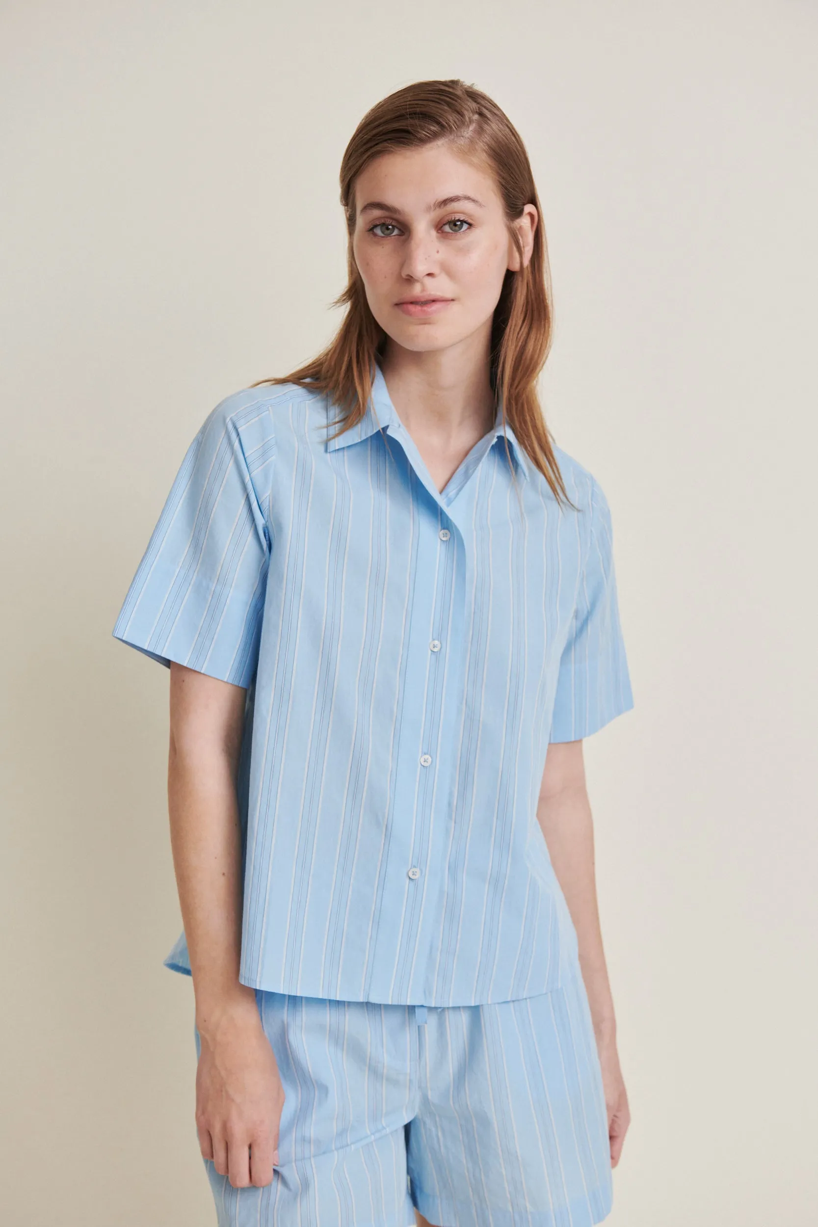 Marina SS Shirt - Airy blue / Lotus / Birch / Classic Blue
