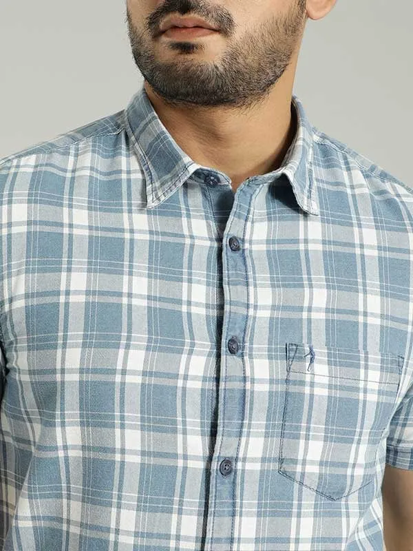 Men Checked Half Sleeve Cotton Shirt