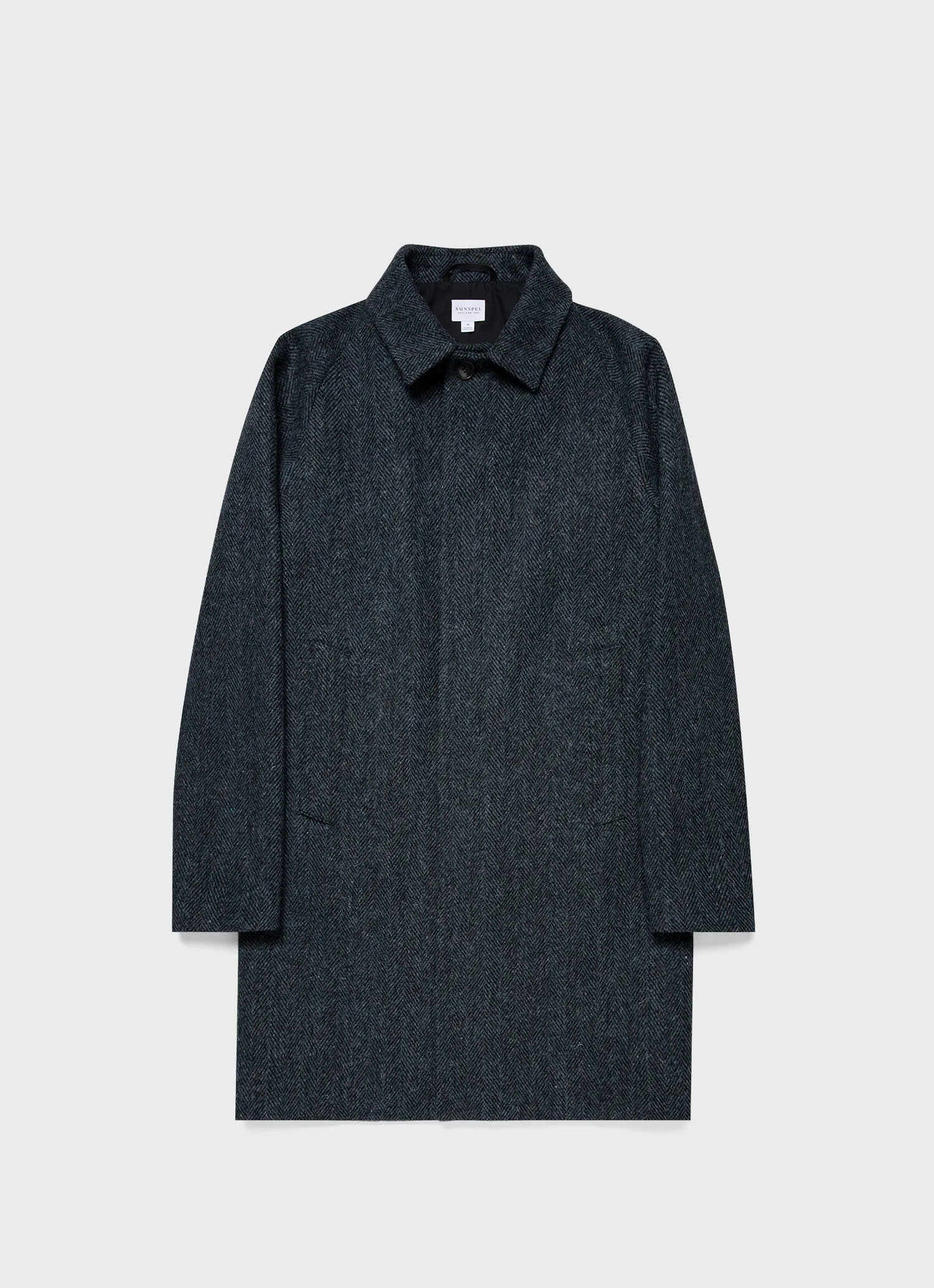 Harris Tweed Blue Herringbone Mens Car Coat