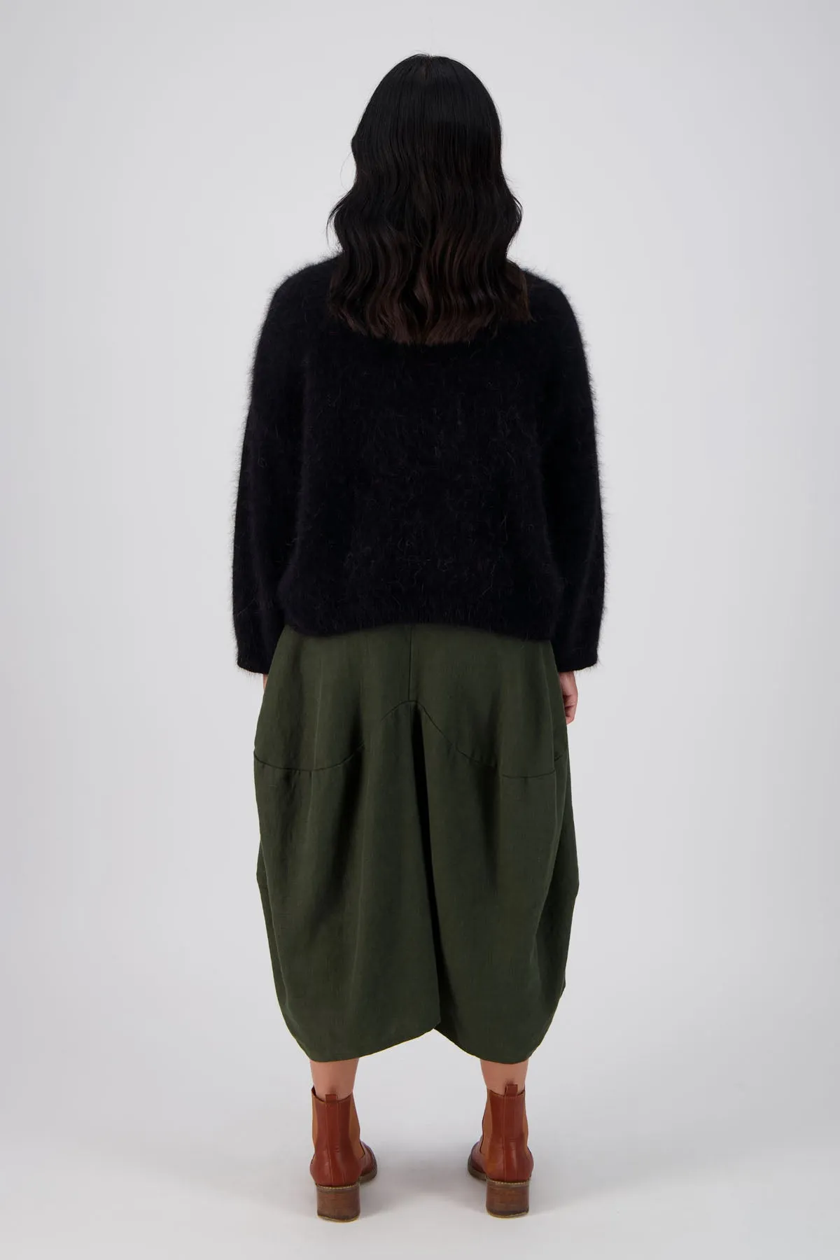 Milwaukee Fiesta Skirt Dark Khaki in Slub Linen