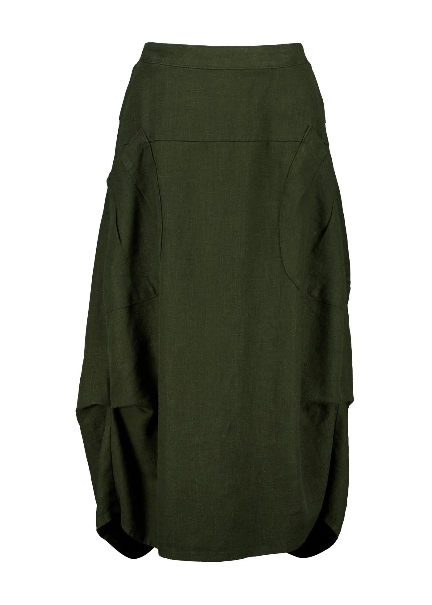 Milwaukee Fiesta Skirt Dark Khaki in Slub Linen