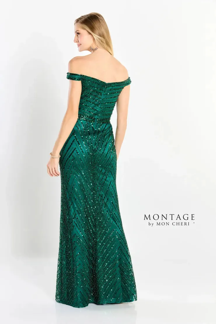 Montage M2215 Beaded V-Neck Gown