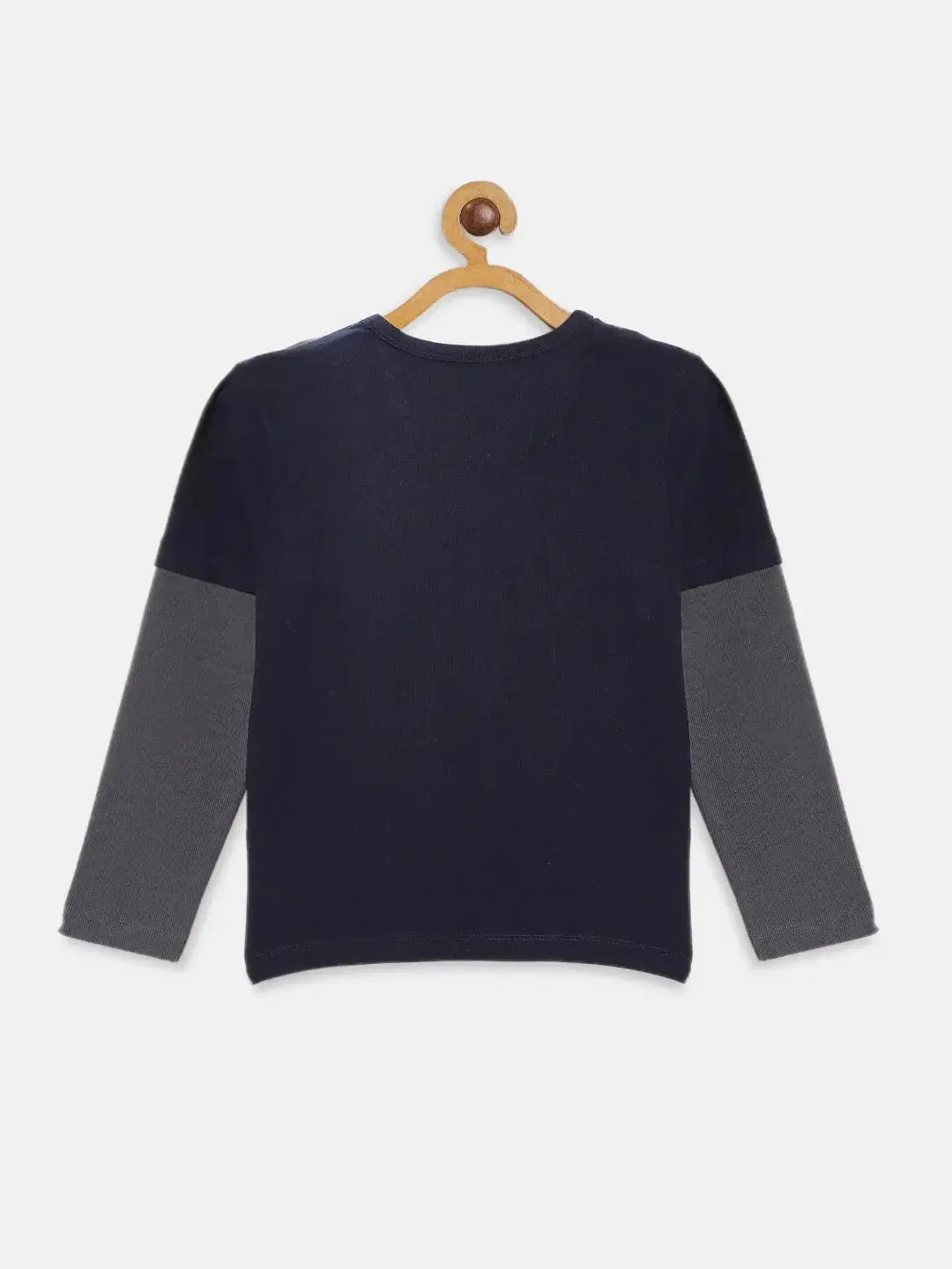 Navy Surfers Printed Colourblock Cotton T-shirt