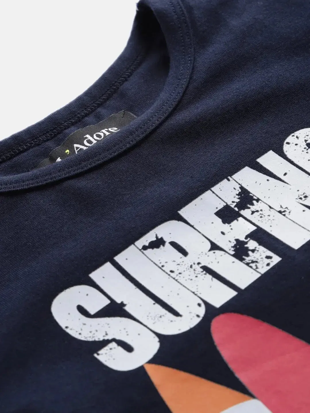 Navy Surfers Printed Colourblock Cotton T-shirt