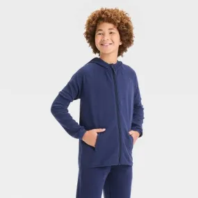 New - Boys' Waffle Hooded Sweatshirt - All in Motion Dark Blue L