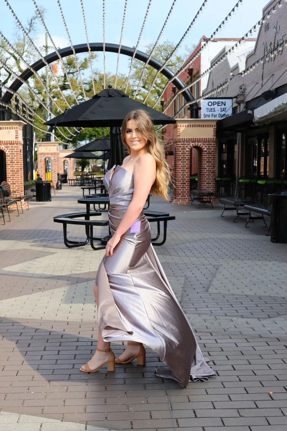 Nicolette Strapless Satin Gown