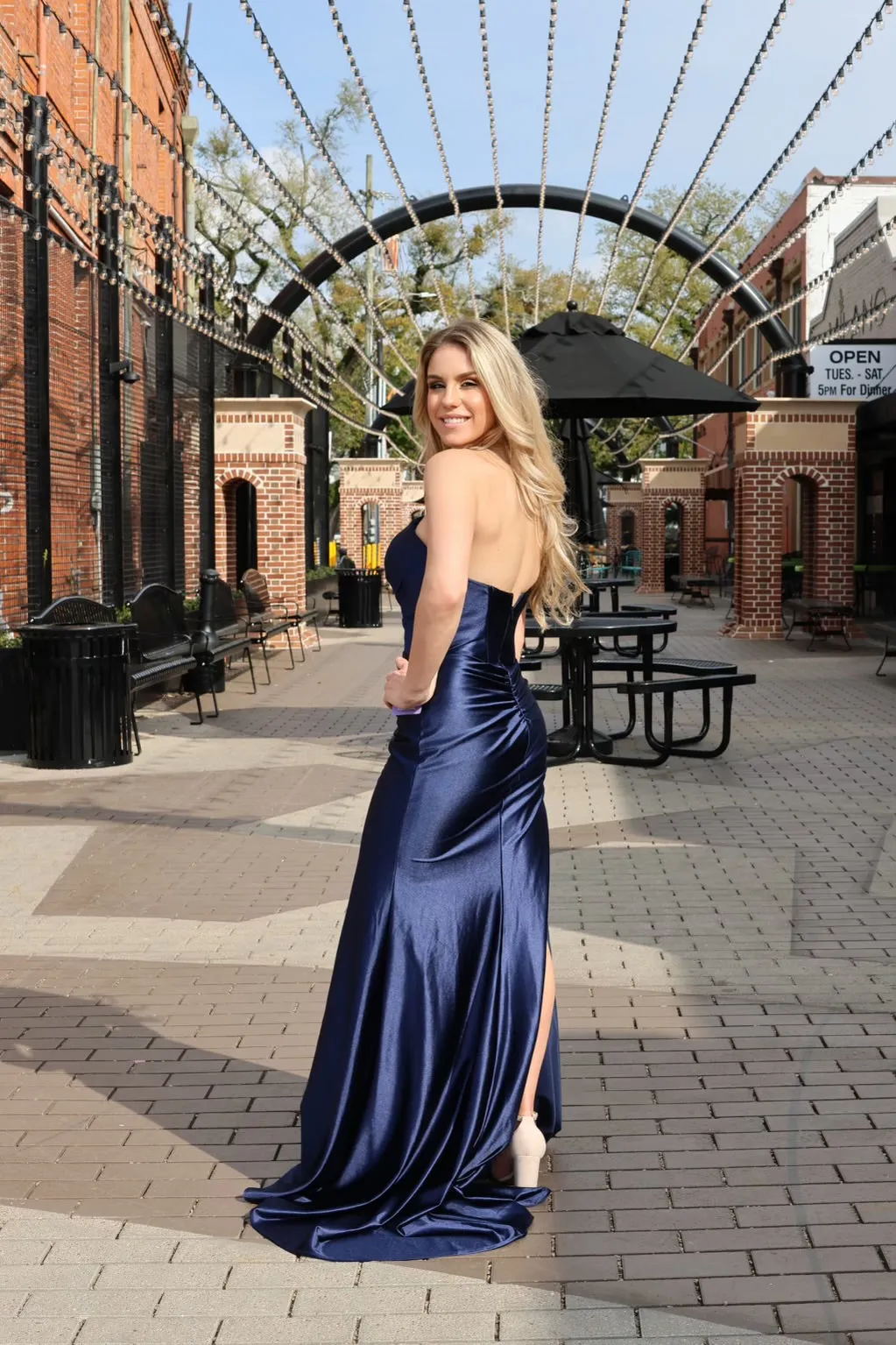 Nicolette Strapless Satin Gown