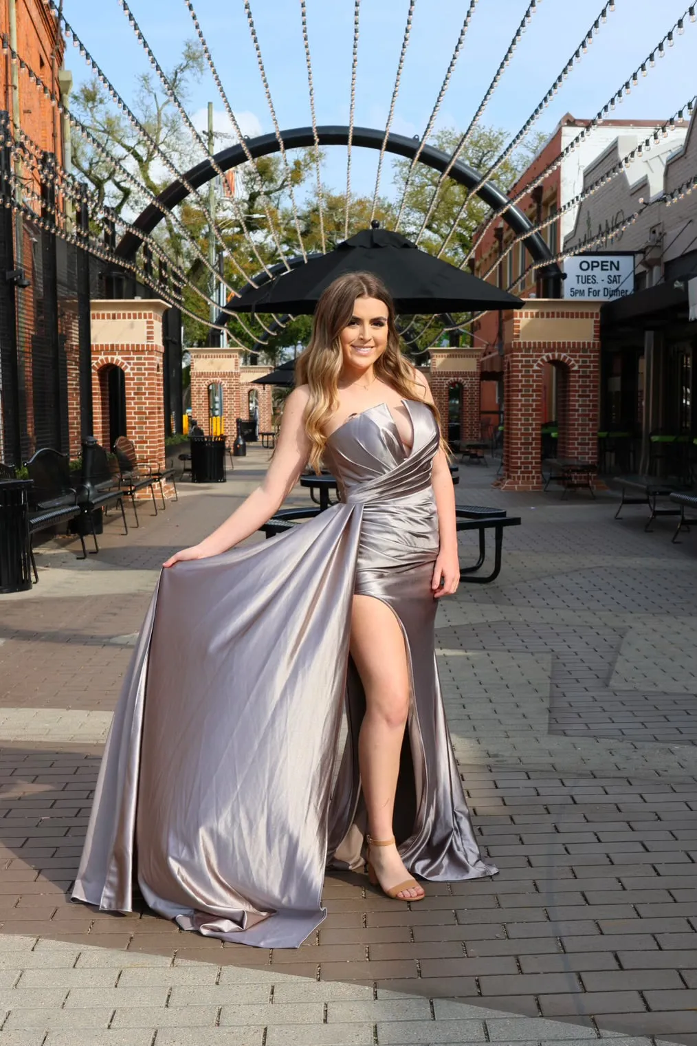Nicolette Strapless Satin Gown