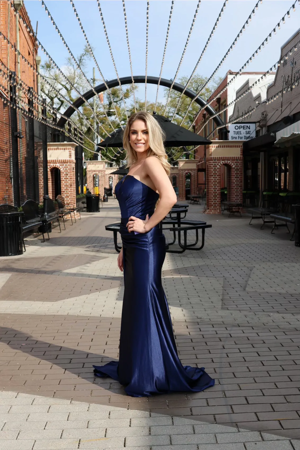 Nicolette Strapless Satin Gown