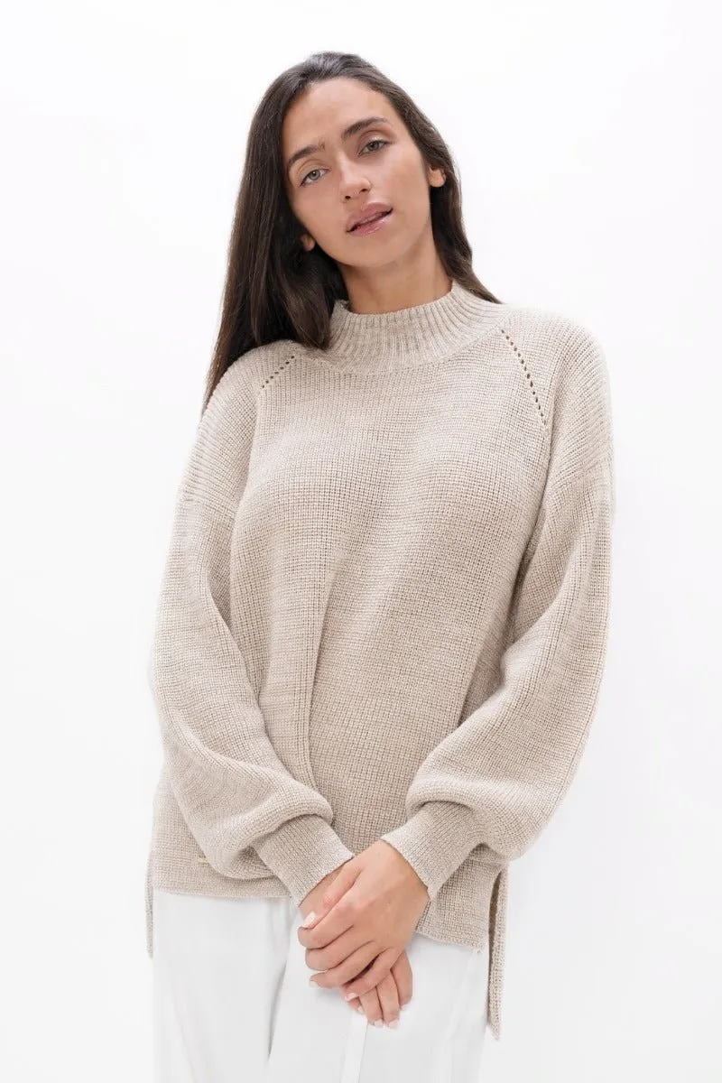 Ottawa YOW High Neck Sweater in Sand Marl