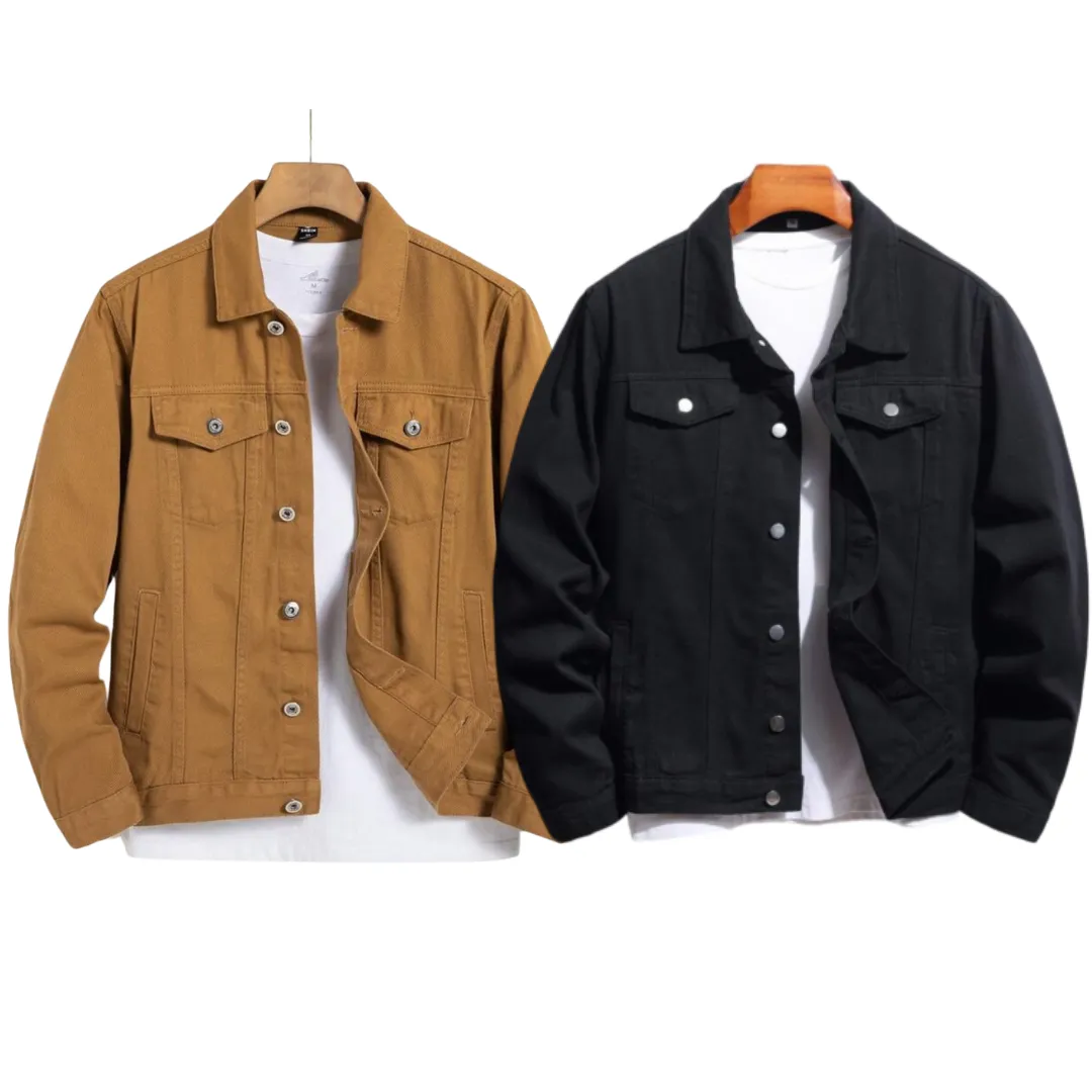 Pack Of 2 Cinnamon Brown & Black Denim Jacket -Unisex