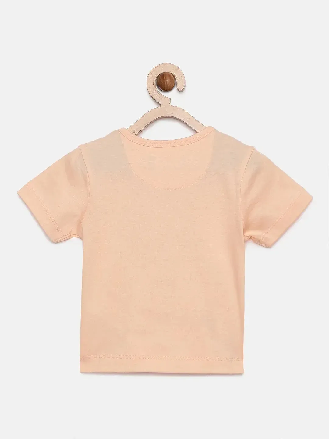 Peach Music Printed Round Neck Cotton T-shirt