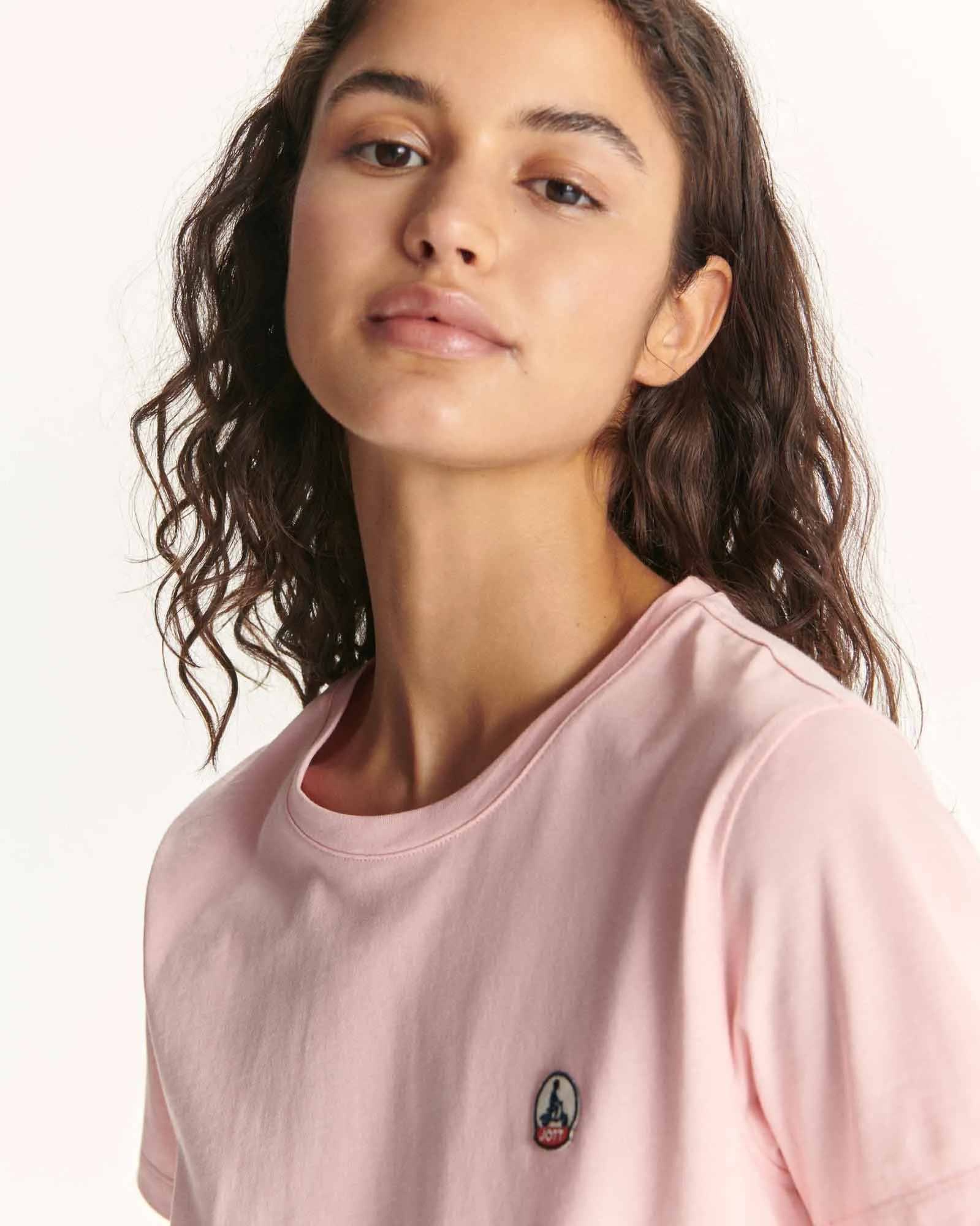 Peach pink Rosas organic cotton crew-neck T-shirt