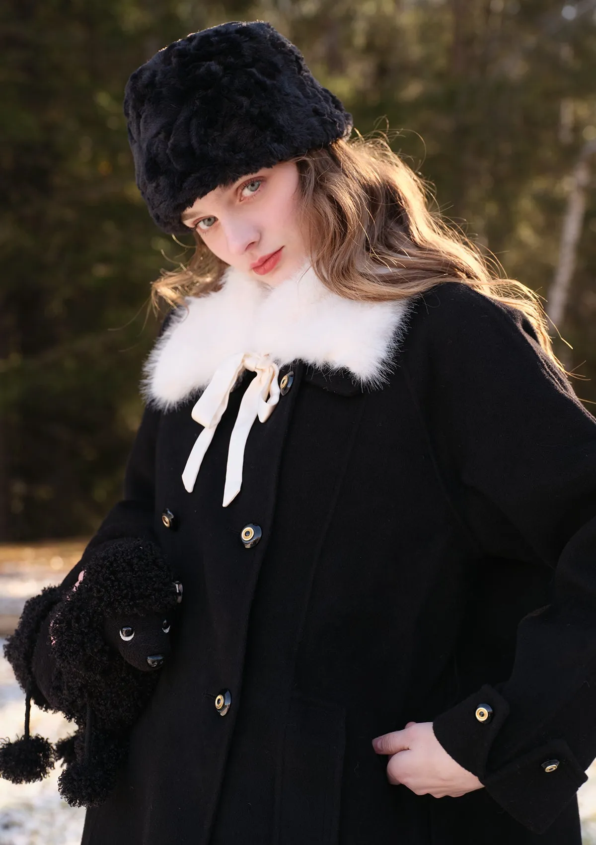 Elegant Princess Spade Reversible Double-faced Overcoat for Ultimate Versatility