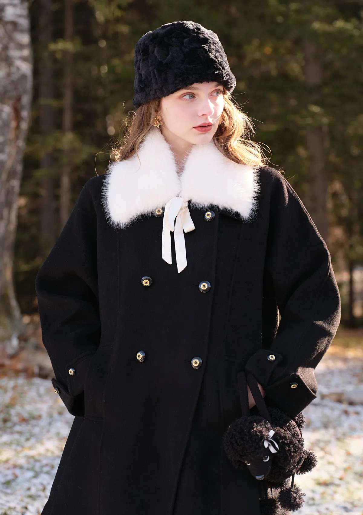 Elegant Princess Spade Reversible Double-faced Overcoat for Ultimate Versatility