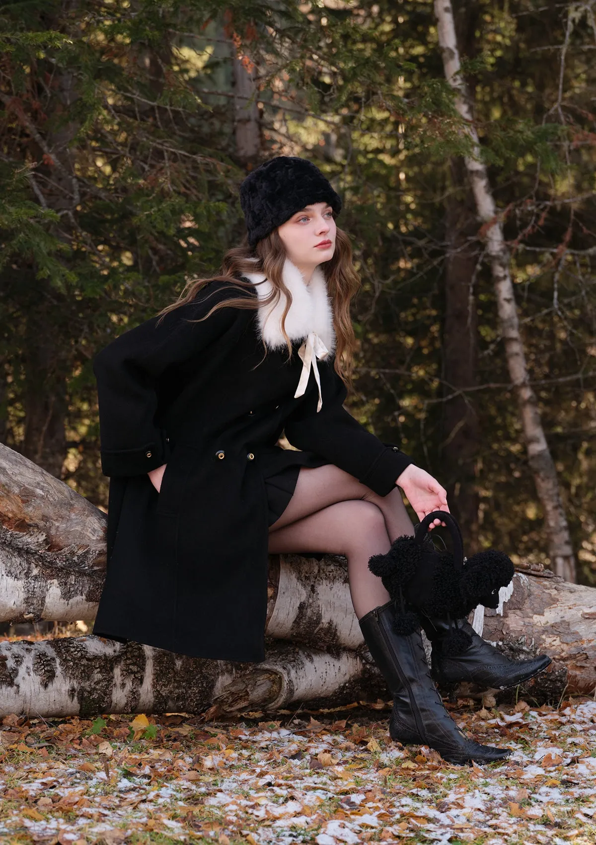 Elegant Princess Spade Reversible Double-faced Overcoat for Ultimate Versatility