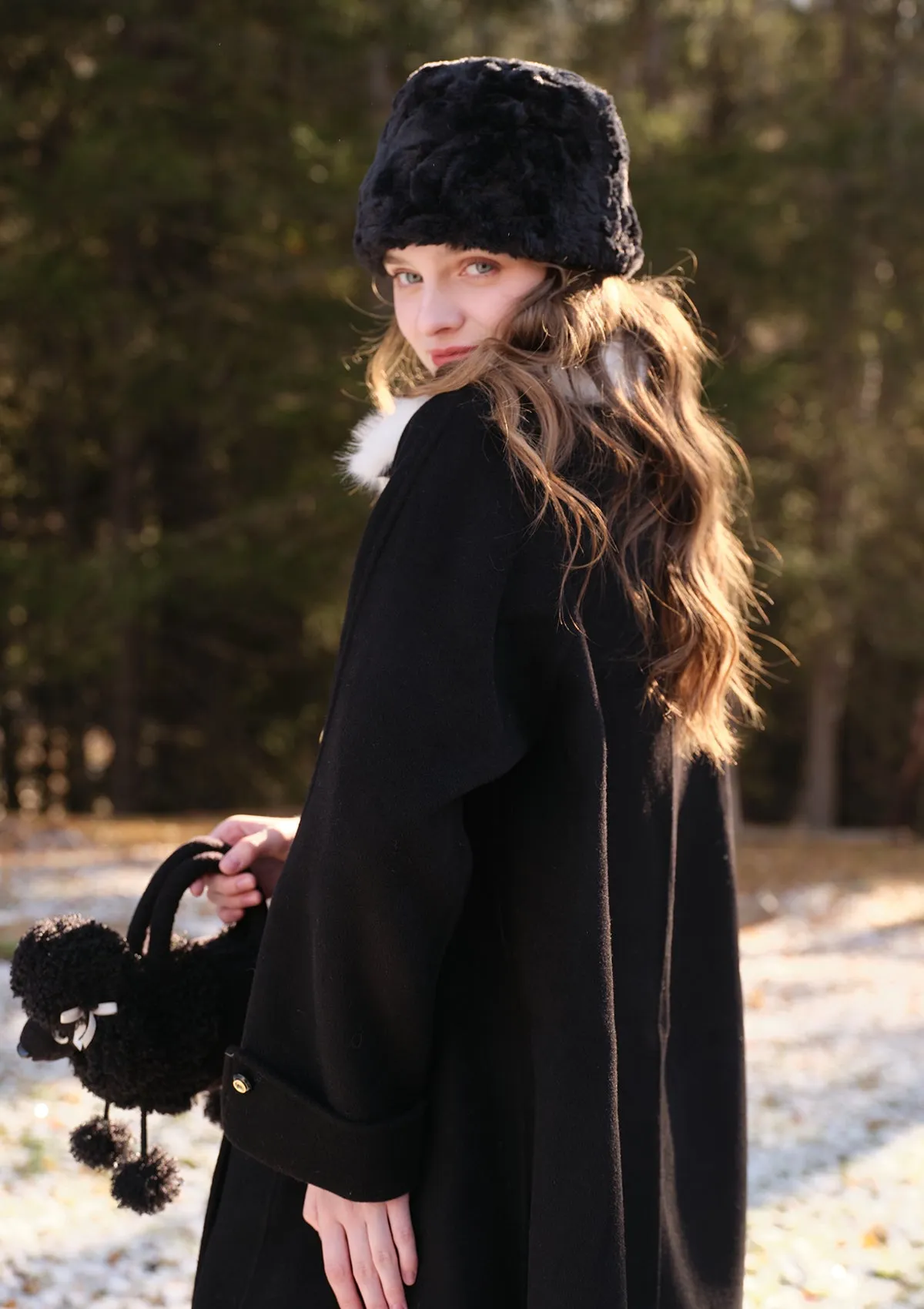 Elegant Princess Spade Reversible Double-faced Overcoat for Ultimate Versatility