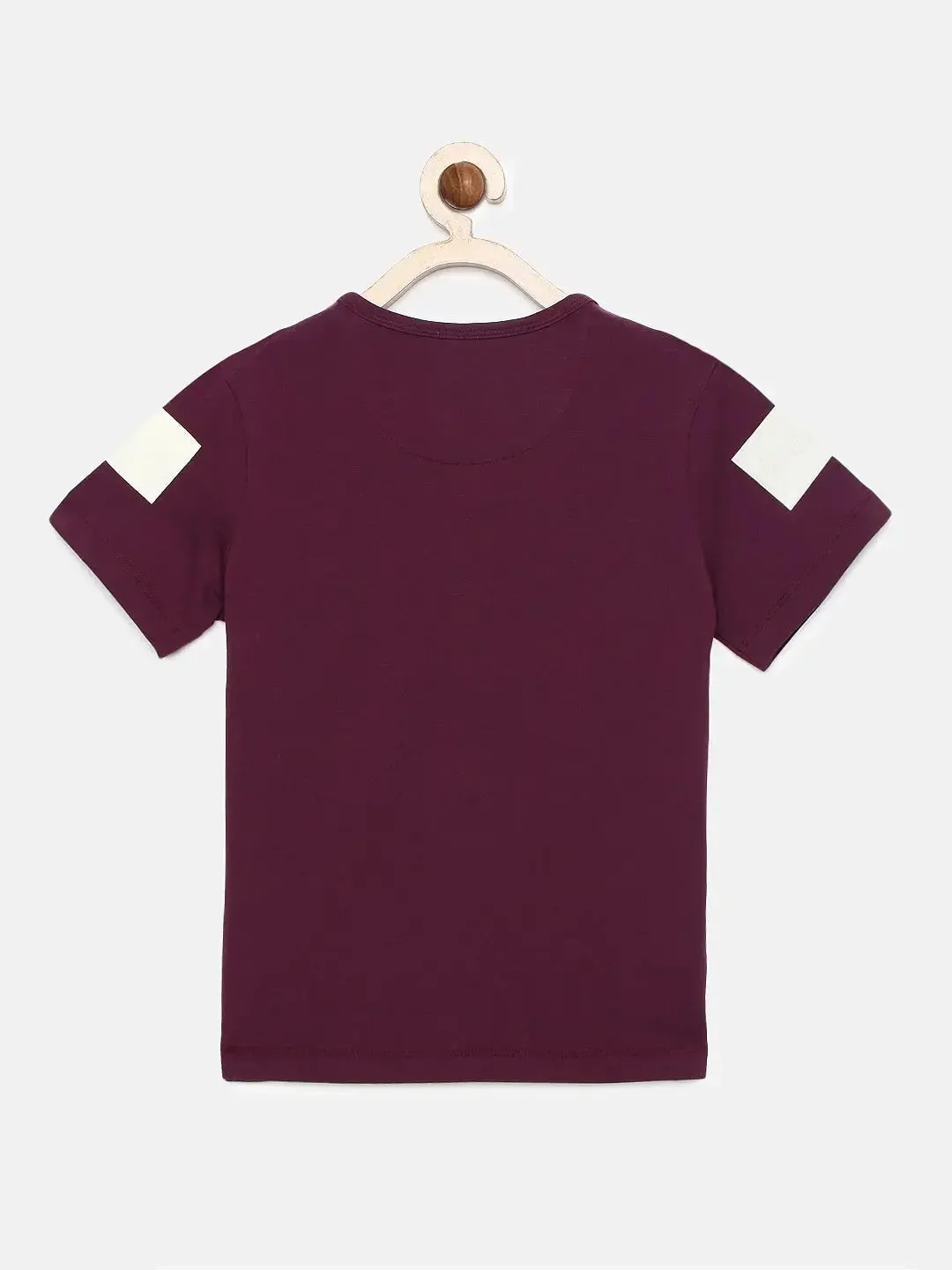 Purple Sailboat Printed Round Neck Cotton T-shirt